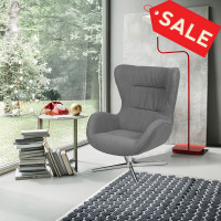 Flash Furniture ZB-WING-GR-FAB-GG Gray Fabric Swivel Wing Chair